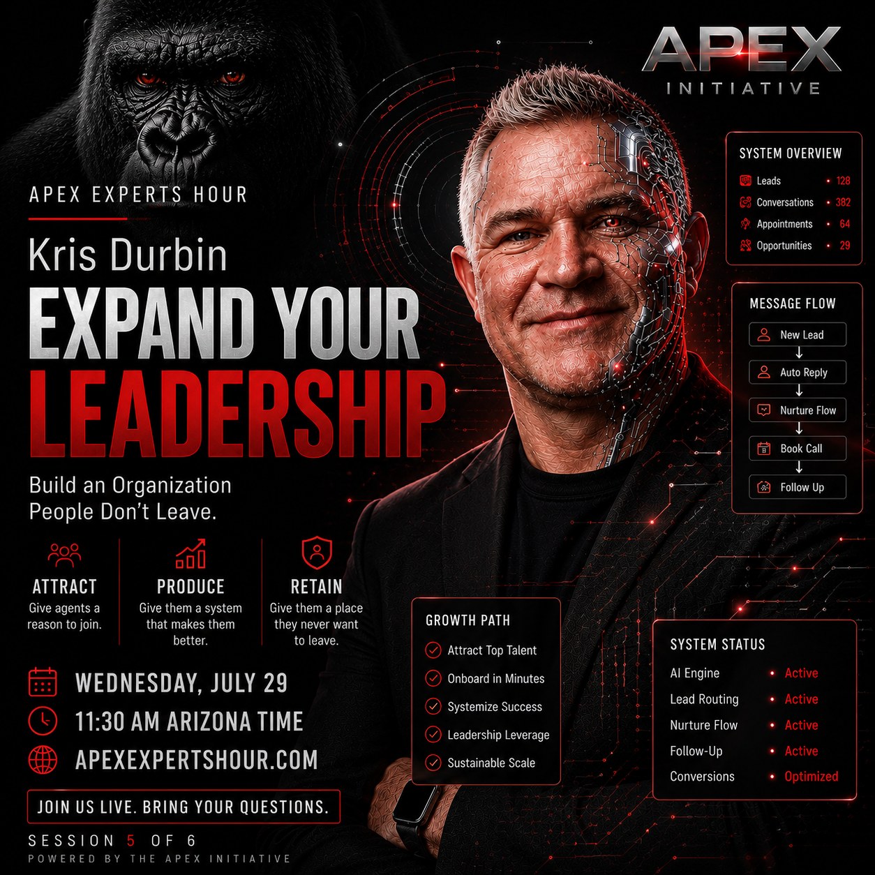 Apex Experts Hour, Expand Your Leadership, The Organization People Don't Leave, with Kris Durbin, Wednesday July 29